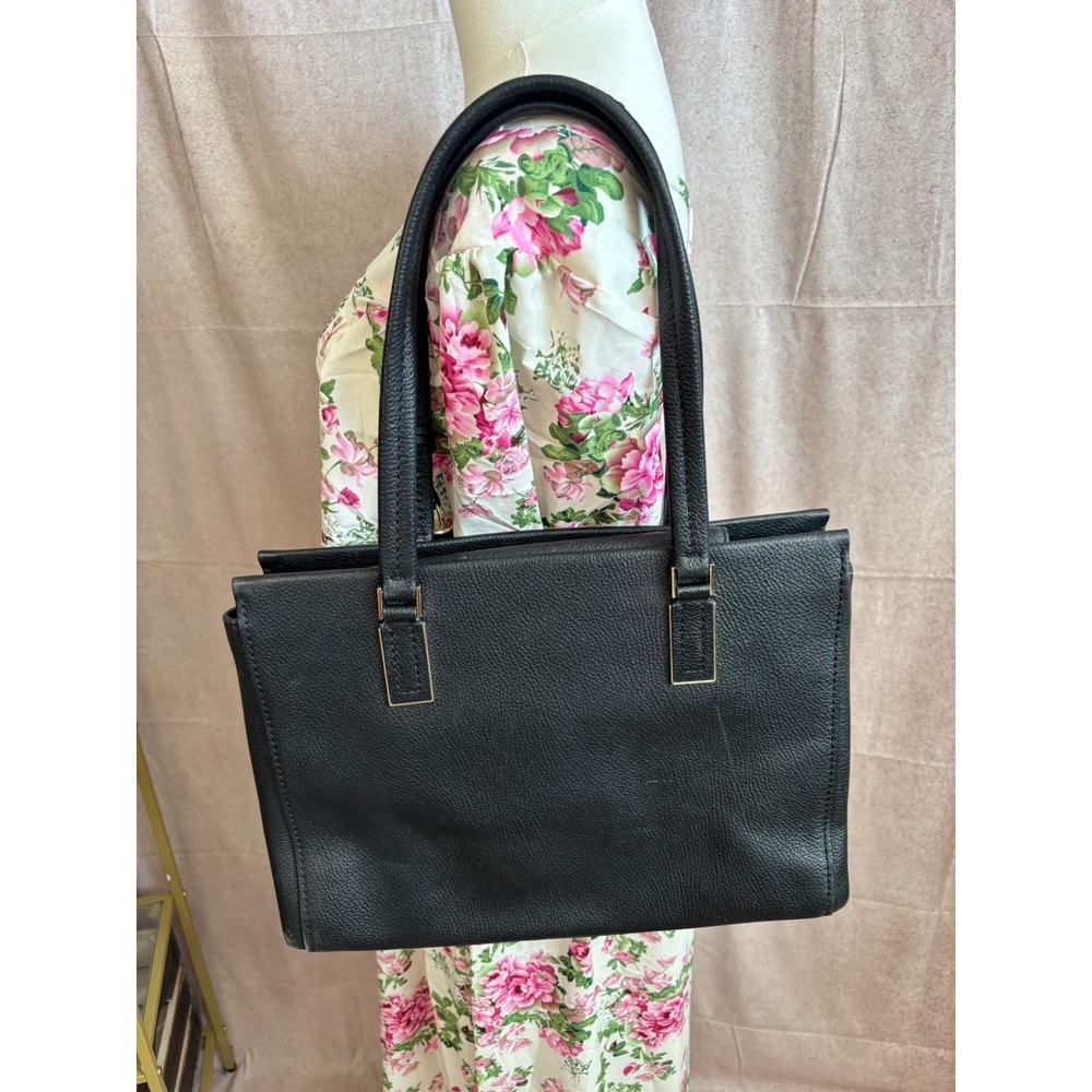 Kate Spade Black Pebbled Leather‎ Tassel Tote Bag Triple Compartment Satchel - Picture 7 of 7